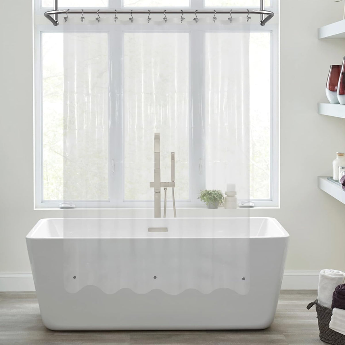 Mrs Awesome Clear Shower Curtain Liner with Magnets, 72x72 PEVA