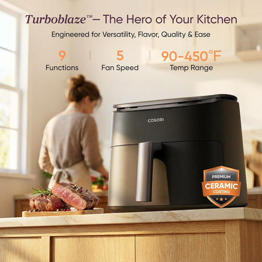 6 Qt TurboBlaze Air Fryer With PFAS-Free Ceramic Coating Cosori