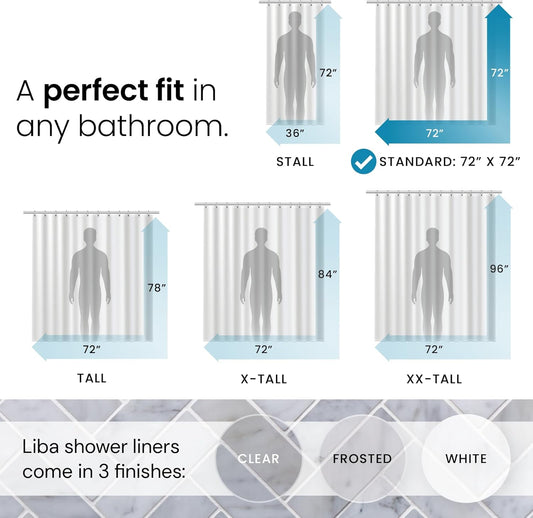 Clear Waterproof Shower Curtain 72x72 With Rust-Proof Grommets LiBa