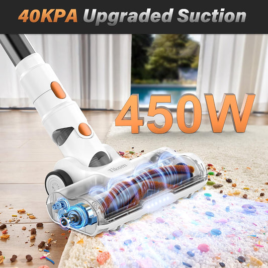 Cordless Stick Vacuum for Pet Hair & Hard Floors Tikom V500 LED Screen