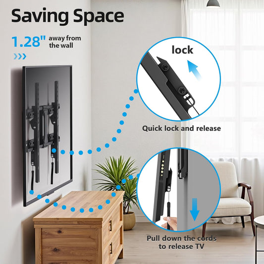 Fixed TV Wall Mount For 37-86 Inch Screens, Low Profile By USX STAR