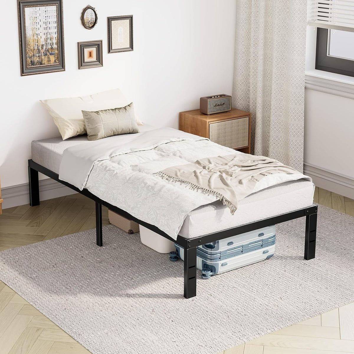 Twin Platform Bed Frame Heavy Duty Steel With Storage Sweetcrispy
