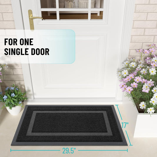 Low Profile Doormat for Front Door, 29.5x17 Black by OLANLY