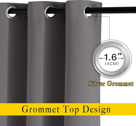 Gray Blackout Curtains 84 Inch Long, NICETOWN Thermal Grommet Panels