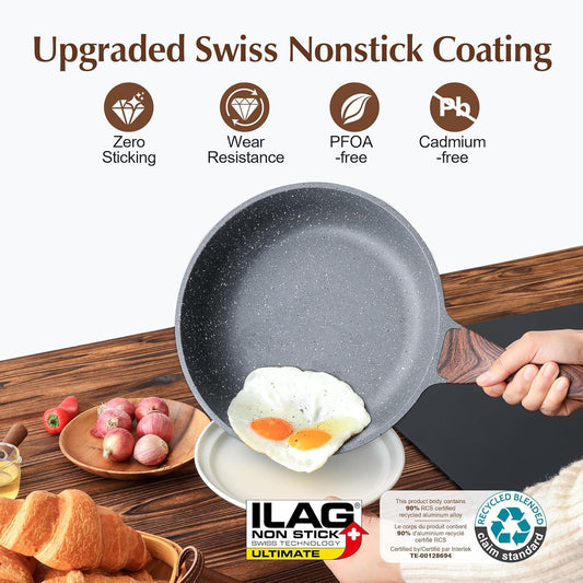 9.5 Inch Nonstick Frying Pan with Swiss Granite Coating by SENSARTE