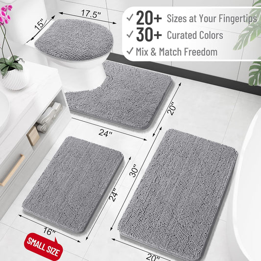 30x20 Bath Rug, Soft Absorbent Chenille Mat Non-Slip Backing OLANLY