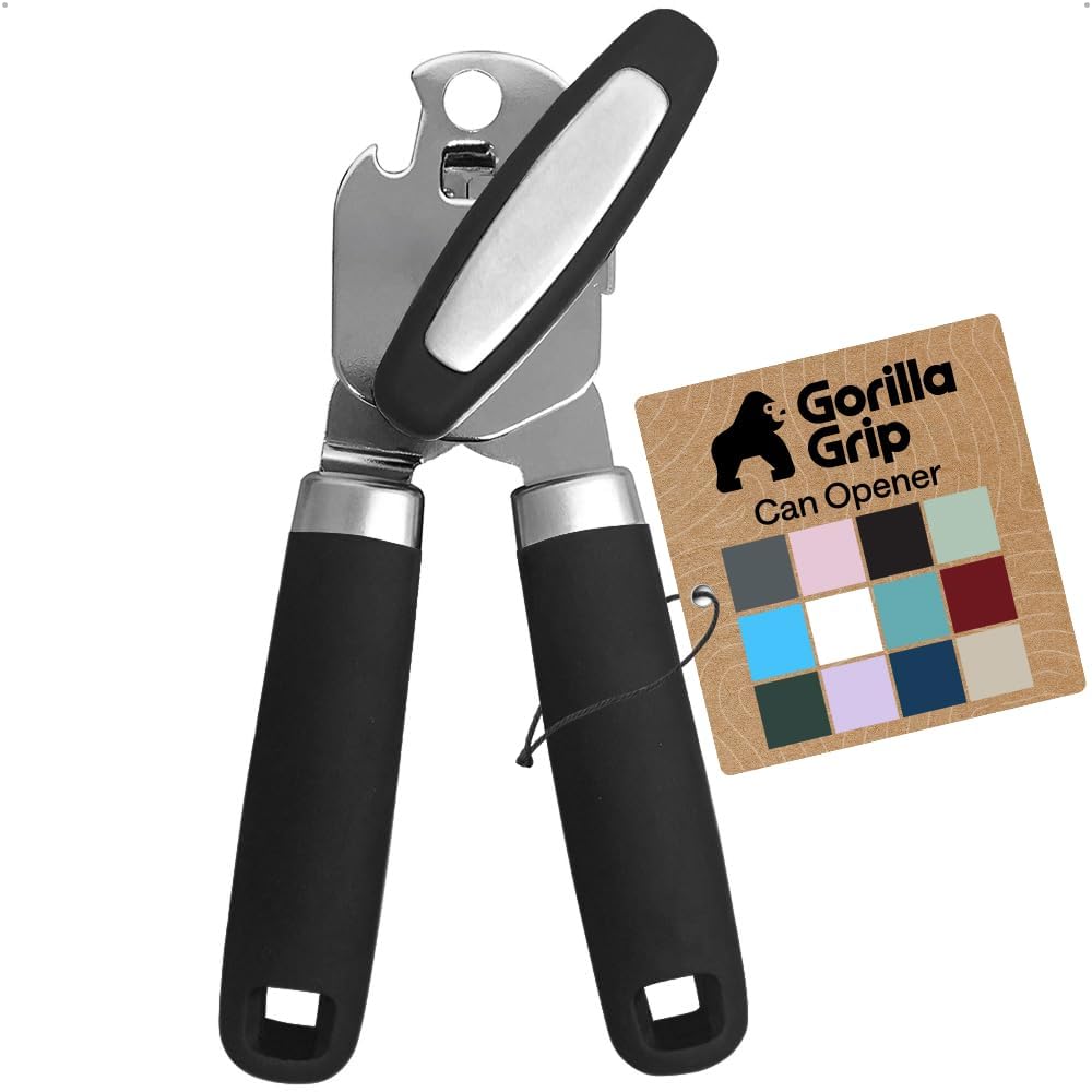 Gorilla Grip Heavy Duty Manual Can Opener, Smooth Edge & Bottle Opener