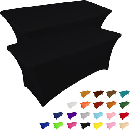 Stretch Black Tablecloth 6ft Rectangular - IVAPUPU 2-Pack