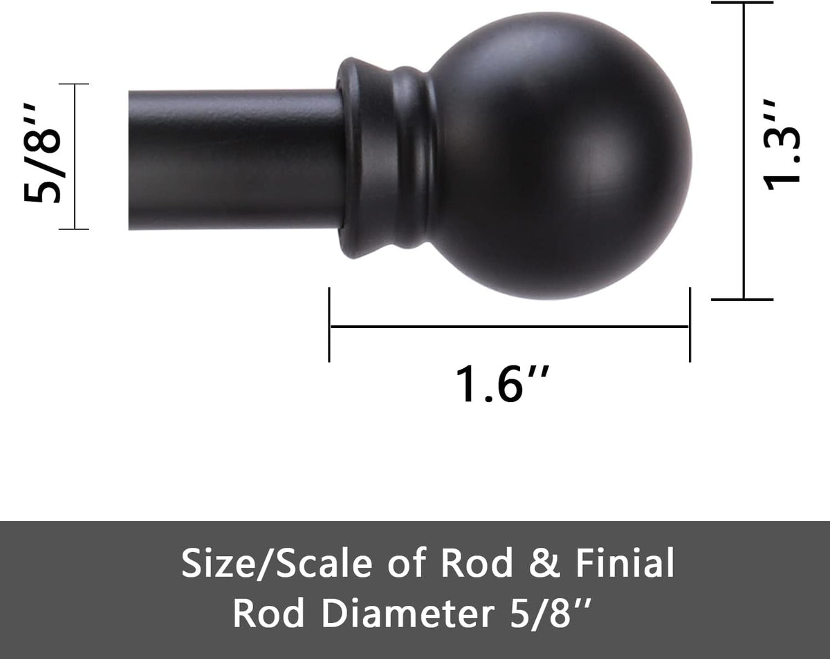 Heavy Duty Metal Curtain Rods for Windows, Matte Black, GXOACKJ