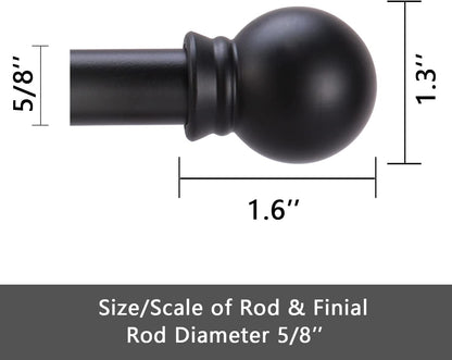 Heavy Duty Metal Curtain Rods for Windows, Matte Black, GXOACKJ