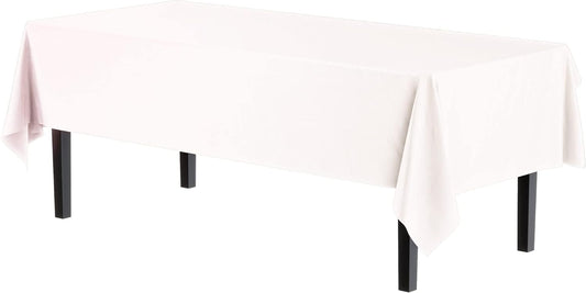 White Plastic Tablecloth 6-Pack, Party Solids 54x108 Inch