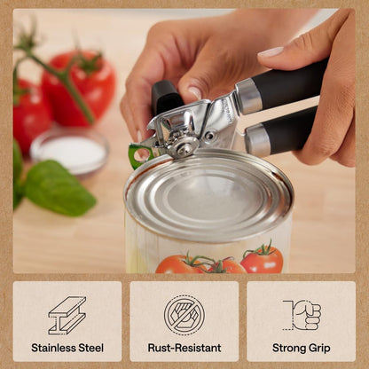 Gorilla Grip Heavy Duty Manual Can Opener, Smooth Edge & Bottle Opener