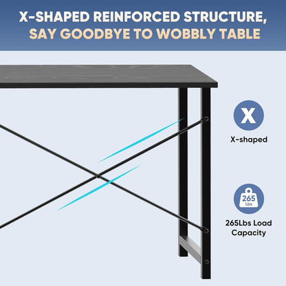 DUMOS 32 Inch Small Computer Desk With X-Brace Support, Black
