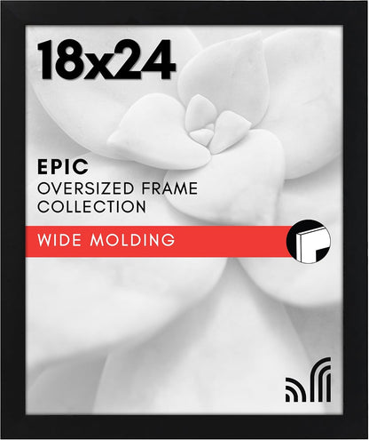 18x24 Poster Frame In Black With Polished Plexiglass And Wide Molding