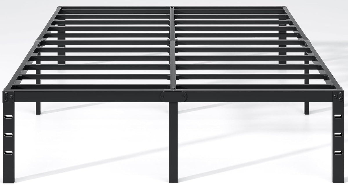 Queen Metal Bed Frame with Storage, NEW JETO Heavy Duty Frame, Black