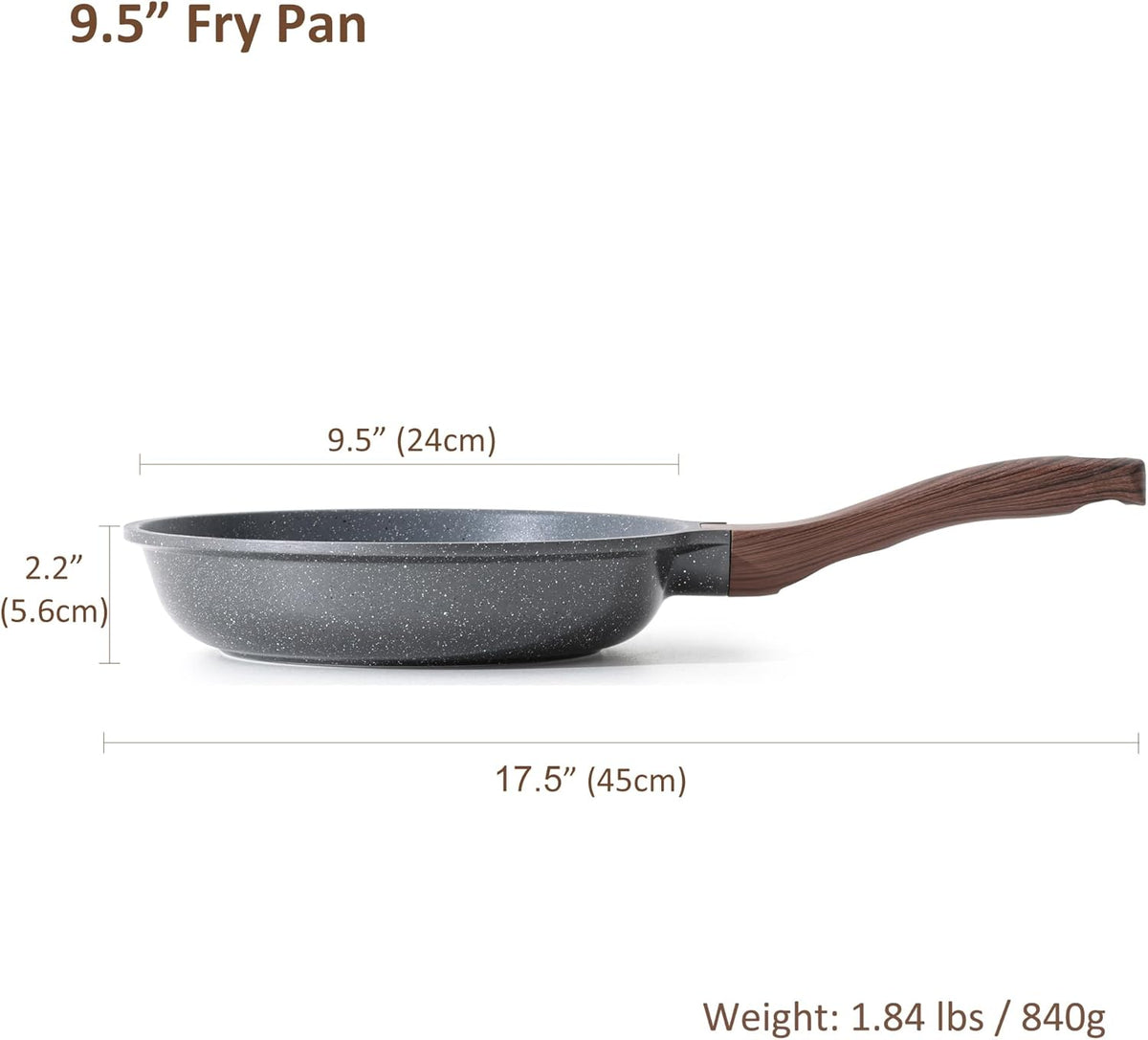 9.5 Inch Nonstick Frying Pan with Swiss Granite Coating by SENSARTE