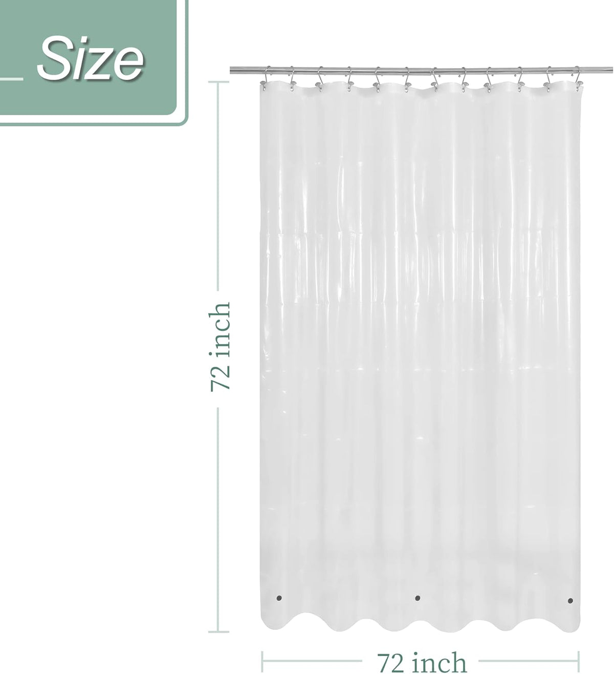 Mrs Awesome Clear Shower Curtain Liner with Magnets, 72x72 PEVA