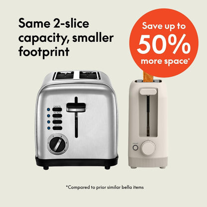 BELLA Slim 2-Slice Toaster, 10-Inch Slot for Sourdough, 6 Shade Settings