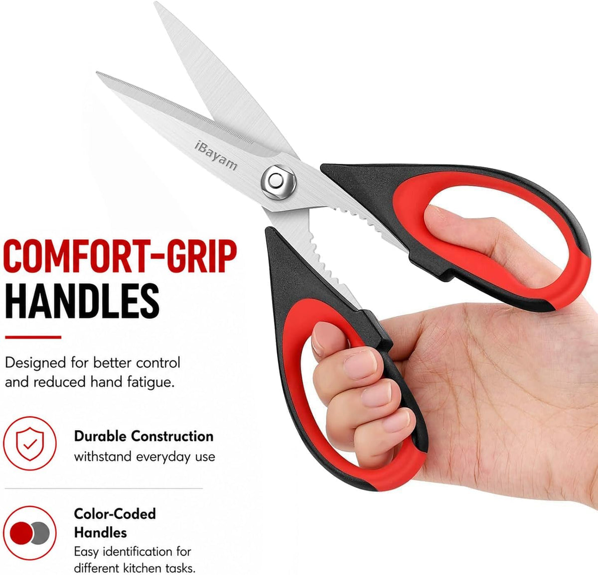 Heavy Duty Kitchen Shears, iBayam Stainless Steel 2-Pack