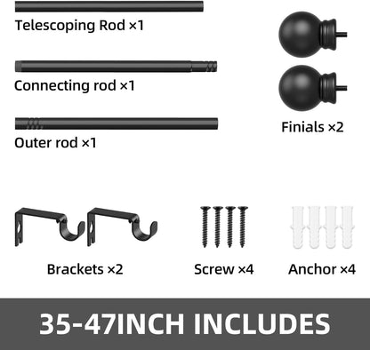 Heavy Duty Metal Curtain Rods for Windows, Matte Black, GXOACKJ