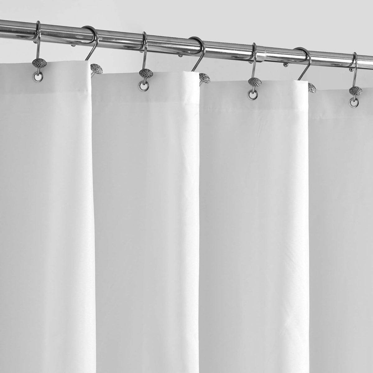 Waterproof Fabric Shower Curtain Liner with 3 Magnets, 72x72 White