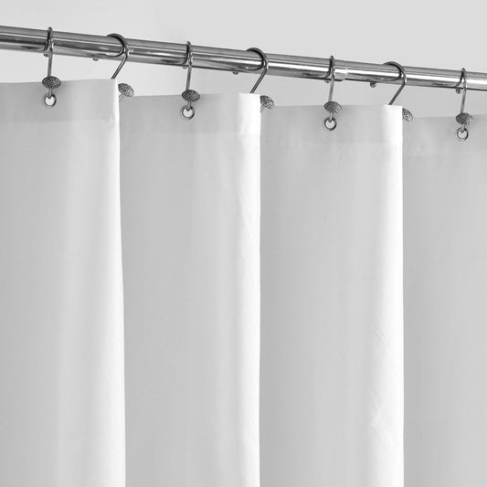 Waterproof Fabric Shower Curtain Liner with 3 Magnets, 72x72 White