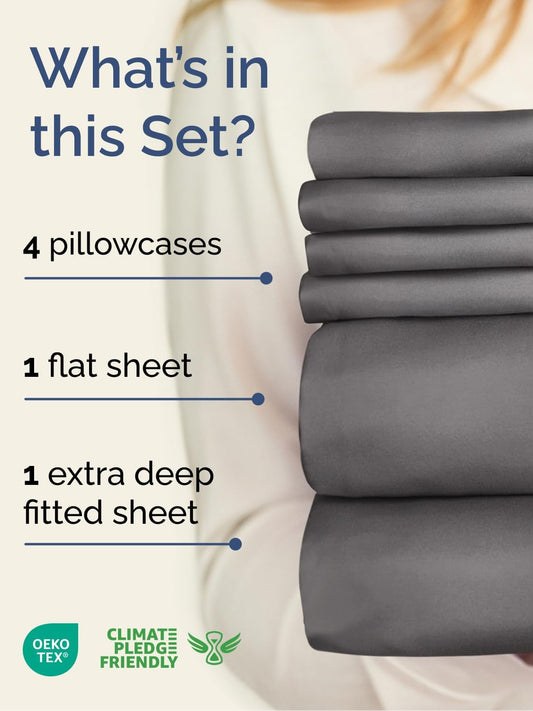 Extra Deep Queen Sheet Set 6 Piece Cooling Microfiber CGK Unlimited