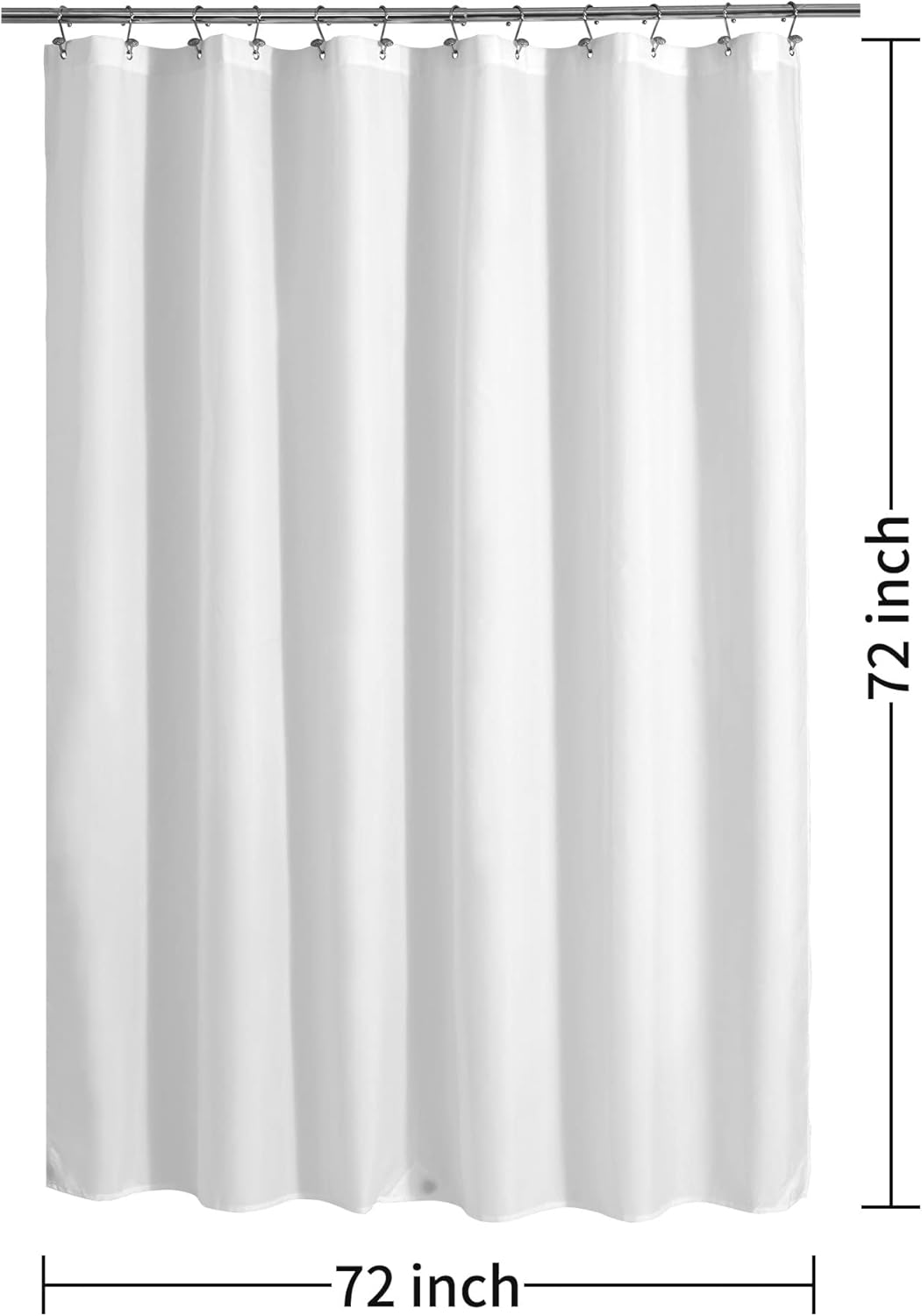 Waterproof Fabric Shower Curtain Liner with 3 Magnets, 72x72 White