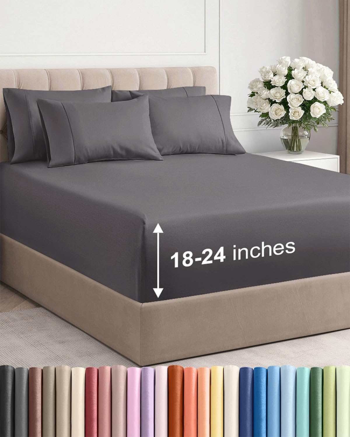 Extra Deep Queen Sheet Set 6 Piece Cooling Microfiber CGK Unlimited