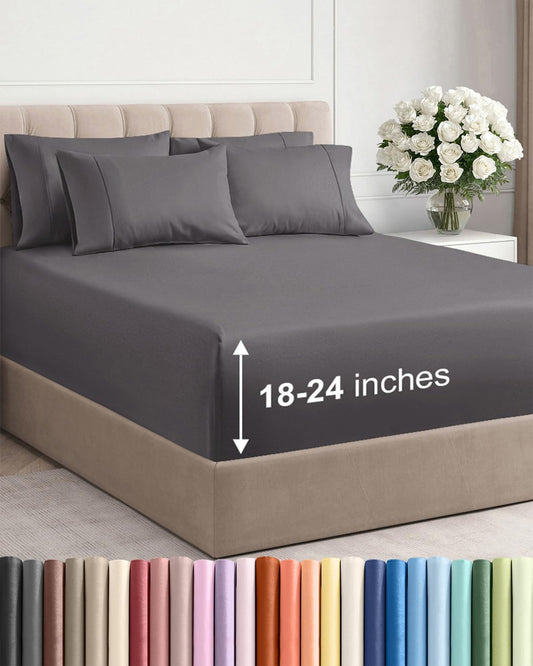 Extra Deep Queen Sheet Set 6 Piece Cooling Microfiber CGK Unlimited