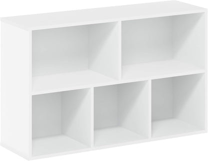 5-Cube Bookshelf, Reversible White Storage Shelf by Furinno