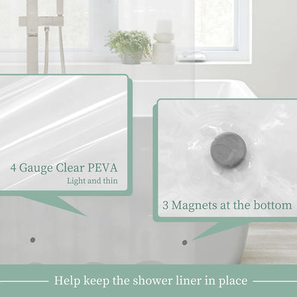 Mrs Awesome Clear Shower Curtain Liner with Magnets, 72x72 PEVA
