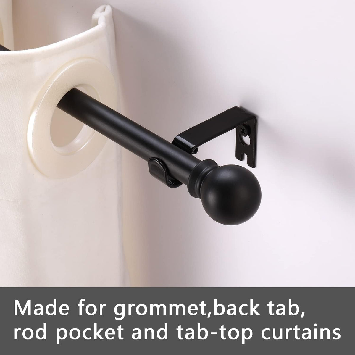 Heavy Duty Metal Curtain Rods for Windows, Matte Black, GXOACKJ