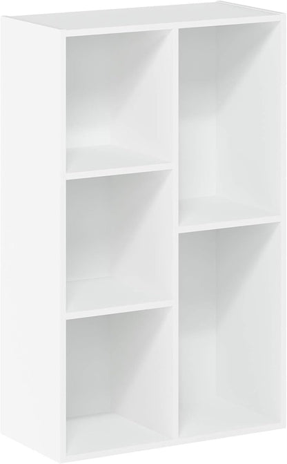 5-Cube Bookshelf, Reversible White Storage Shelf by Furinno