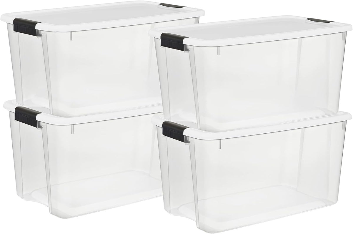 Clear Storage Bins With Lids, 70 Quart, 4 Pack By Sterilite