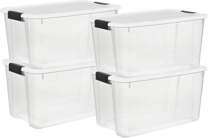 Clear Storage Bins With Lids, 70 Quart, 4 Pack By Sterilite
