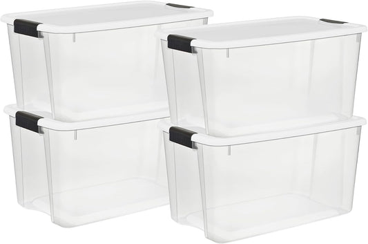 Clear Storage Bins With Lids, 70 Quart, 4 Pack By Sterilite