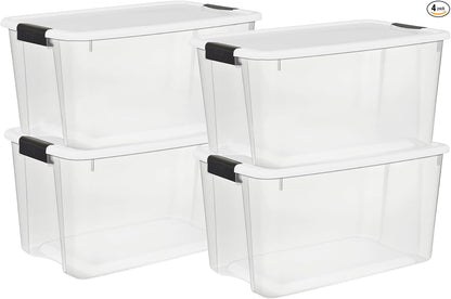 Clear Storage Bins With Lids, 70 Quart, 4 Pack By Sterilite