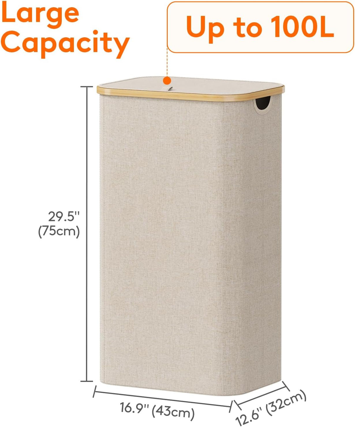 Foldable Laundry Hamper With Lid And Removable Bag, Lifewit 100L