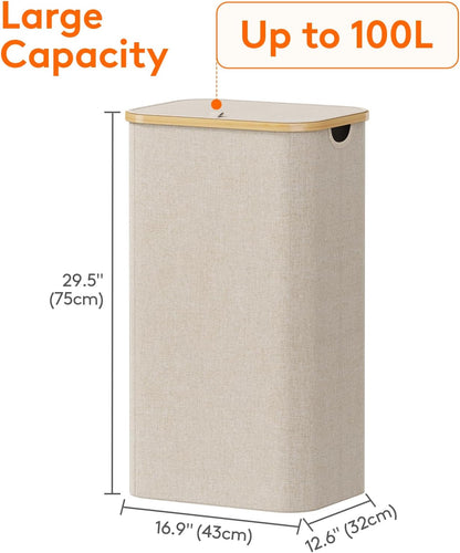 Foldable Laundry Hamper With Lid And Removable Bag, Lifewit 100L