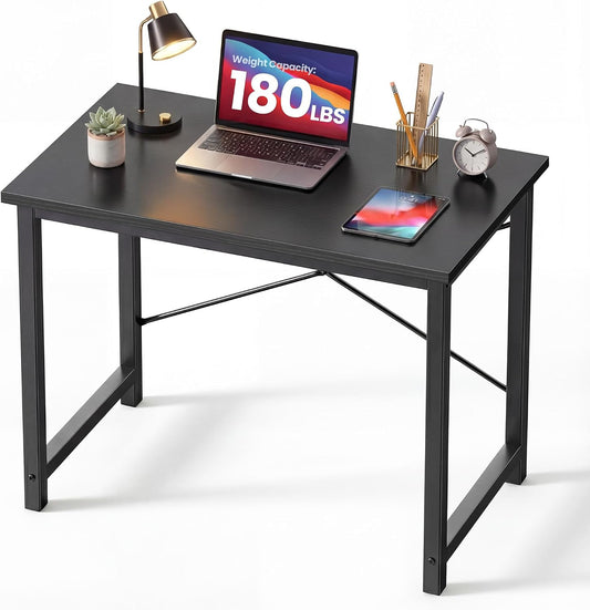 DUMOS 32 Inch Small Computer Desk With X-Brace Support, Black