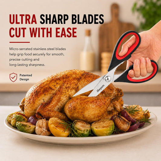 Heavy Duty Kitchen Shears, iBayam Stainless Steel 2-Pack