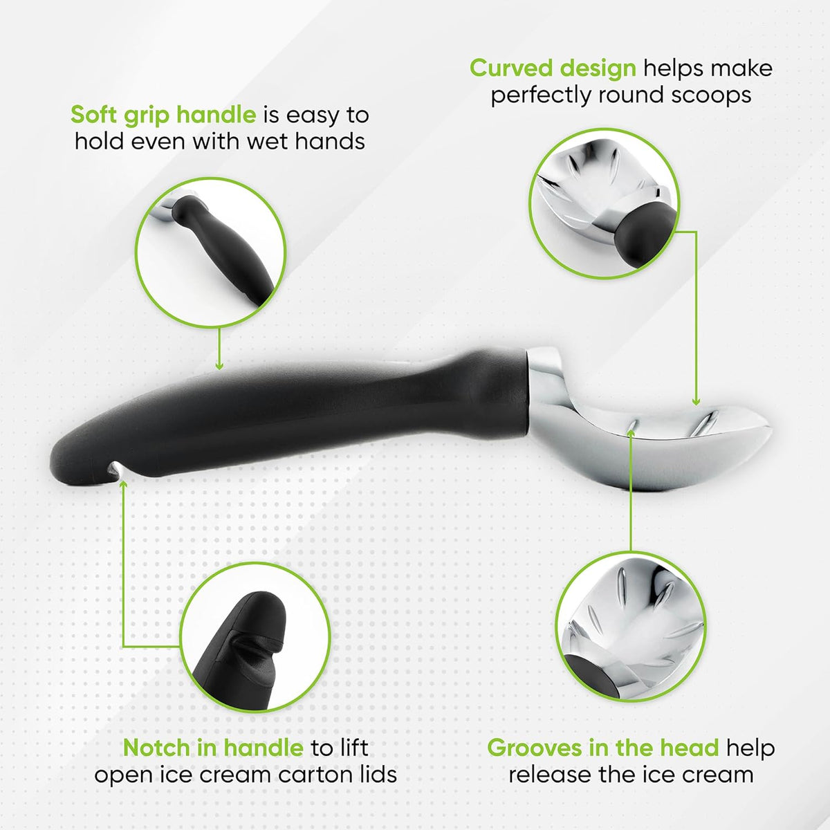 Heavy Duty Ice Cream Scoop With Comfort Handle By Spring Chef