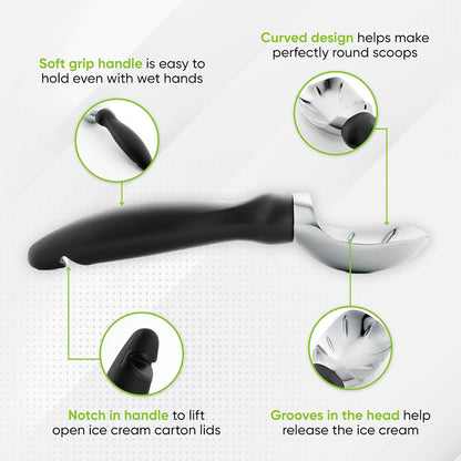 Heavy Duty Ice Cream Scoop With Comfort Handle By Spring Chef