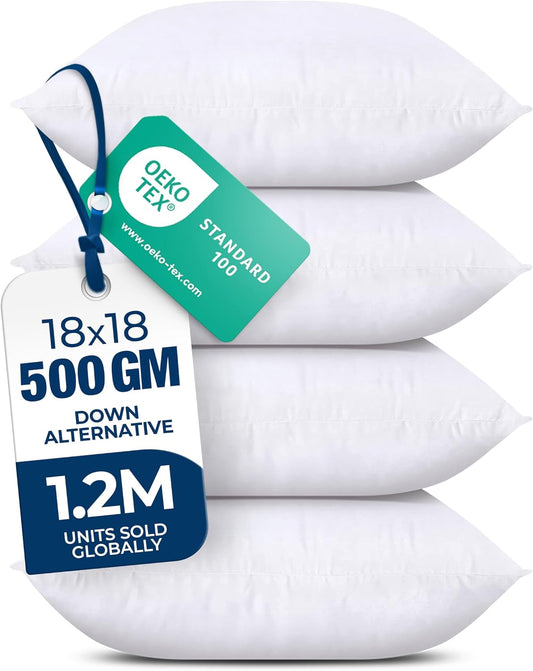 Throw Pillow Inserts, Set Of 4, 18x18 Down Alternative Utopia Bedding