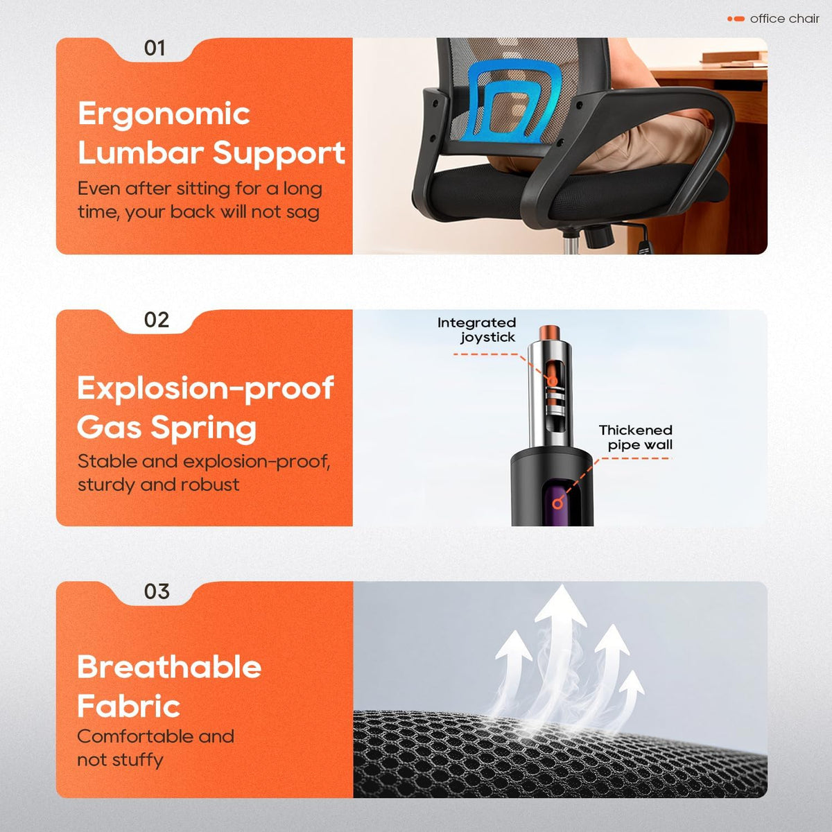 Ergonomic Mid-Back Desk Chair with Breathable Mesh and Lumbar Support
