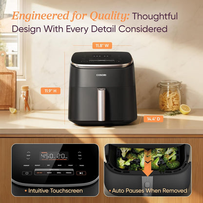 6 Qt TurboBlaze Air Fryer With PFAS-Free Ceramic Coating Cosori