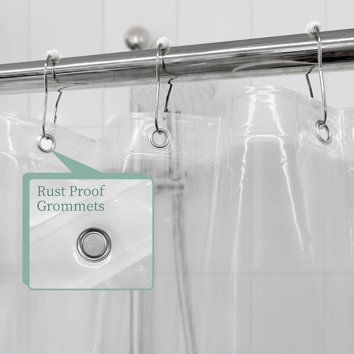 Mrs Awesome Clear Shower Curtain Liner with Magnets, 72x72 PEVA