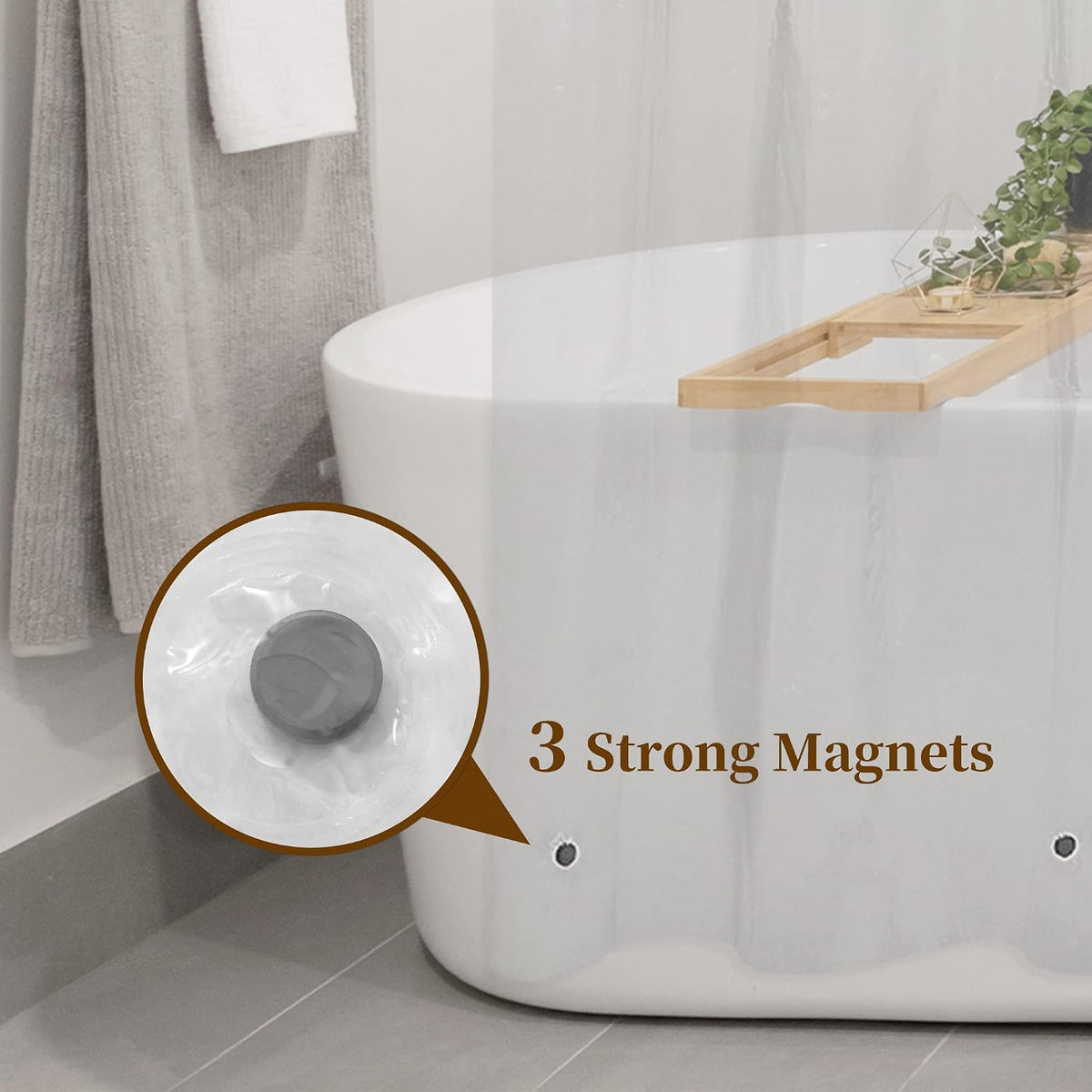 Clear Shower Liner with Rustproof Grommets & Magnets Barossa Design