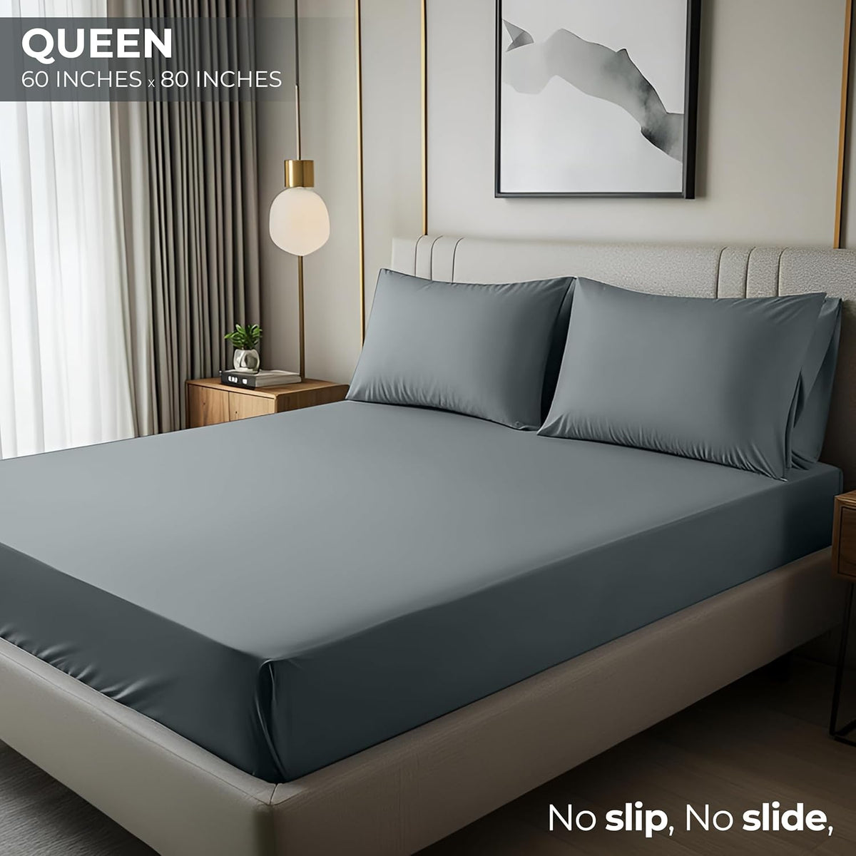 Queen Fitted Sheet Deep Pocket Soft Microfiber by Utopia Bedding Grey